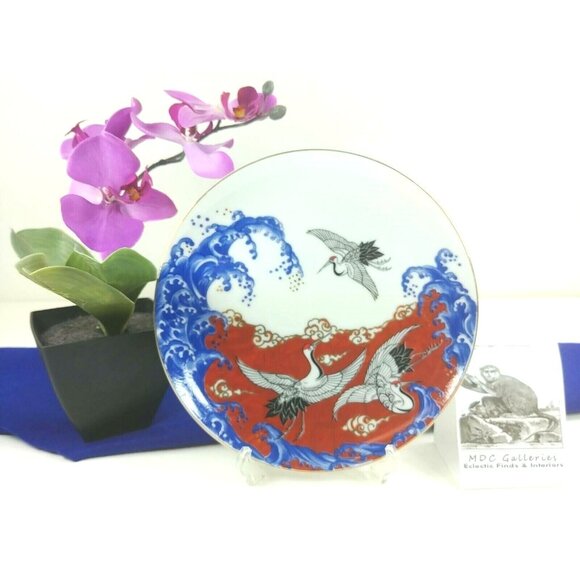 Vtg Takakashi Porcelain Decorative Plate w/ Easel Chop Marked & Original Decal - Picture 7 of 8